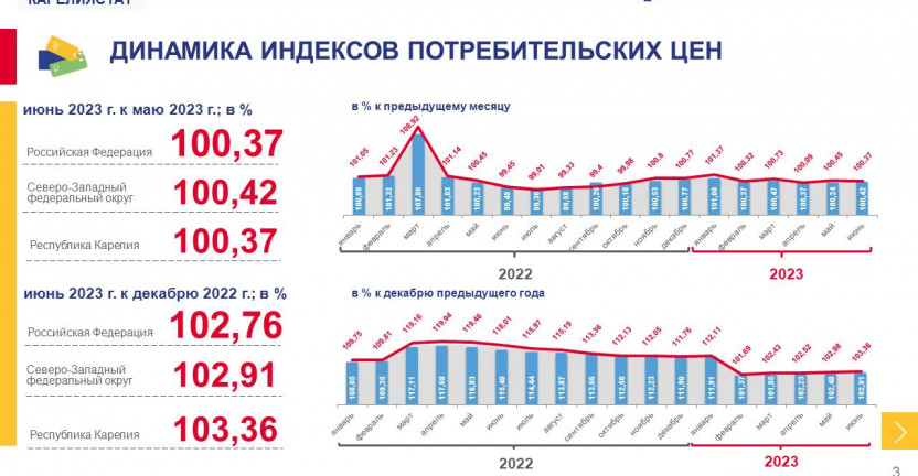 Индекс потребительских цен по Республике Карелия - июнь 2023 года